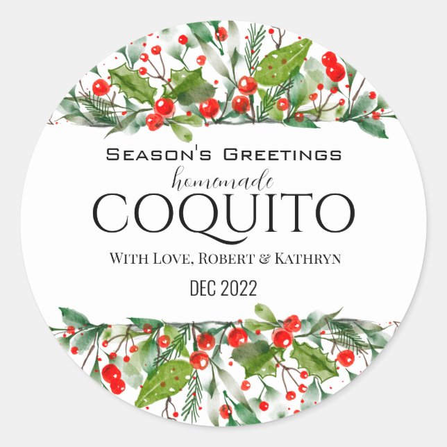 Homemade Coquito Personalised Classic Round Sticker (Front)