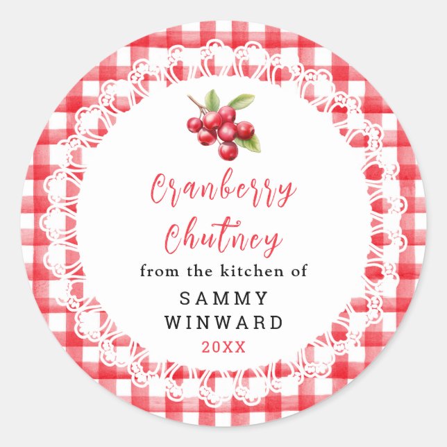 Homemade Cranberry Chutney Jar Label (Front)