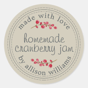 Homemade Cranberry Jam Canning Clay Grey Classic Round Sticker