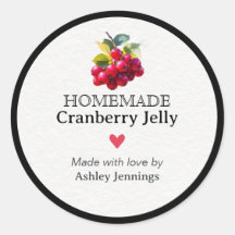 Homemade Cranberry Jelly Label Custom Sticker 
