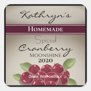 Homemade Cranberry Moonshine Personalised Square Sticker