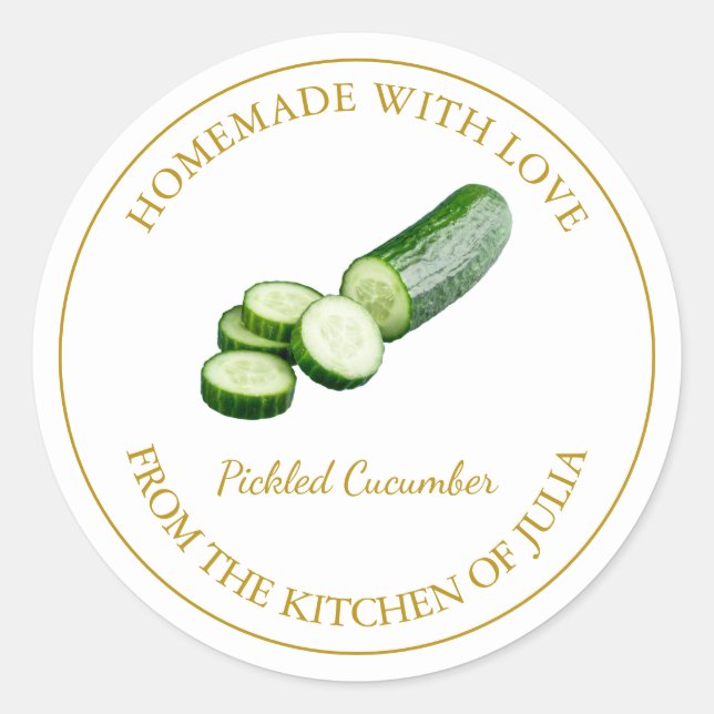 Homemade Cucumber Pickle Label | White (Front)