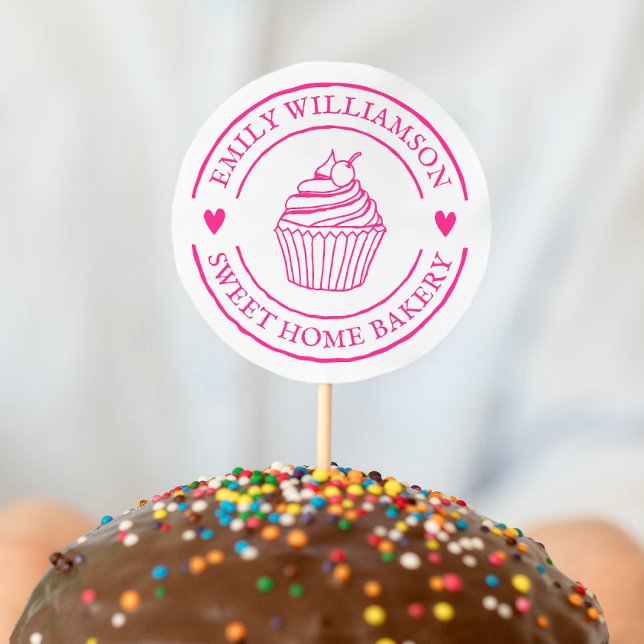 Homemade Cupcake Bakery Logo & Name Personalized Self-inking Stamp (Rubber Stamp Mock-up)
