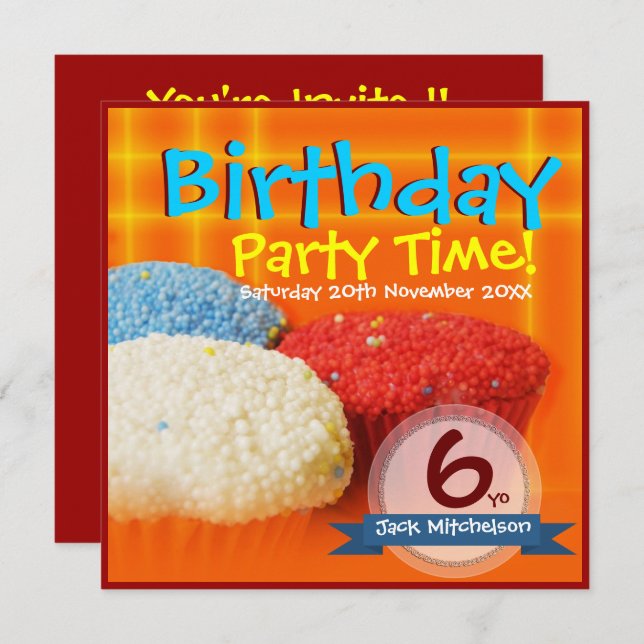 Homemade Cupcakes Birthday Invitations (Front/Back)