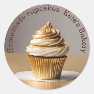 Homemade Cupcakes Gold Beige Round Sticker