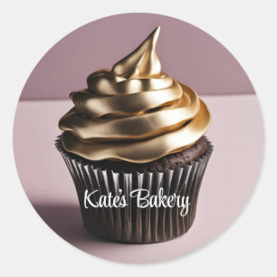 Homemade Cupcakes Gold Beige Round Sticker