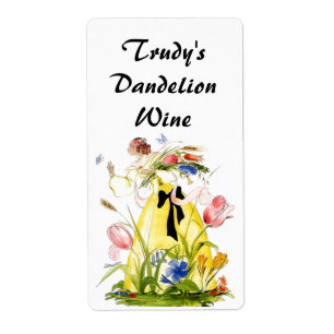 Homemade Dandelion Picking Wildflower Wine Labels