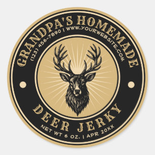 Homemade Deer Jerky Label Woodcut Style Template