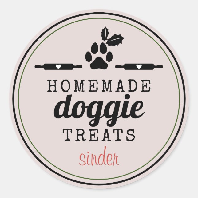 Homemade Doggie Treats Personalised Holiday Classic Round Sticker (Front)
