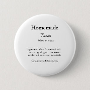 Homemade donuts made with love add text website 6 cm round badge