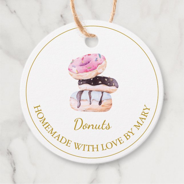Homemade Doughnut Favour Tags | White (Front)