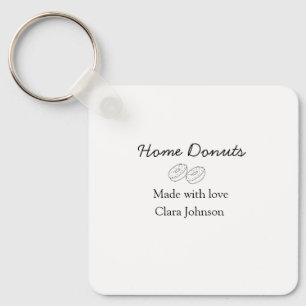 Homemade doughnuts bakery add your text name custo key ring