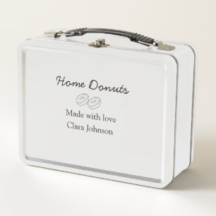 Homemade doughnuts bakery add your text name custo metal lunch box