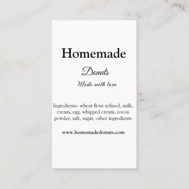 Homemade doughnuts made with love add text website business card (Front)