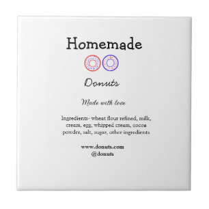 Homemade doughnuts made with love add text website ceramic tile
