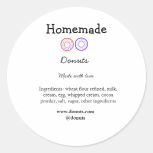 Homemade doughnuts made with love add text website classic round sticker