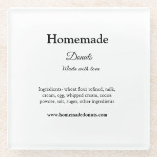 Homemade doughnuts made with love add text website glass coaster