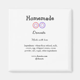 Homemade doughnuts made with love add text website magnet