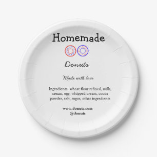 Homemade doughnuts made with love add text website paper plate