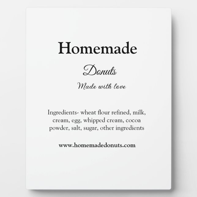 Homemade doughnuts made with love add text website plaque (Front)