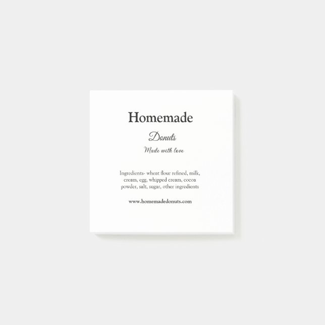 Homemade doughnuts made with love add text website post-it notes (Front)