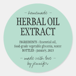 Homemade drink Cream green Herbal oil extract Classic Round Sticker