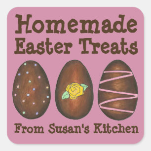 Homemade Easter Treats Chocolate Candy Egg Square Sticker