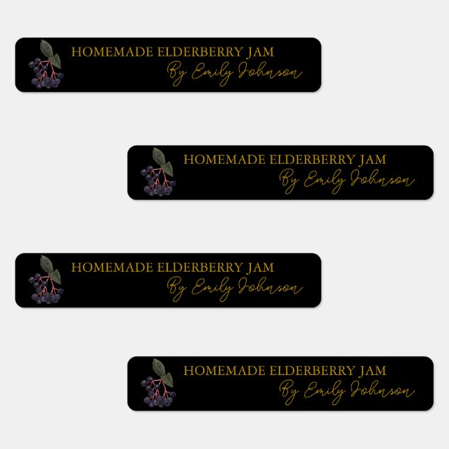 Homemade Elderberry Jam Thin Seal Label (Group)