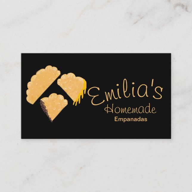 Homemade Empanadas Business Hand Drawn Black Card (Front)