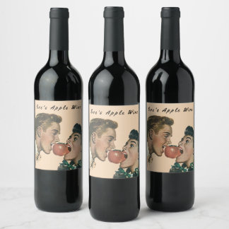Homemade Eve's Apple Wine Retro style share bite Wine Label