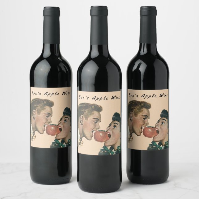 Homemade Eve's Apple Wine Retro style share bite Wine Label (Bottles)