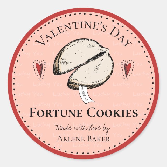 Homemade Fortune Cookie Valentine's Day DIY Labels (Front)