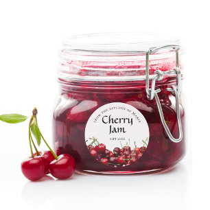 Homemade Fruit Cherry Jam Modern Sticker Labels