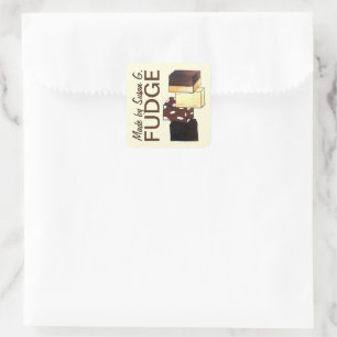 Homemade Fudge Candy Confectionery Made Baked By Square Sticker