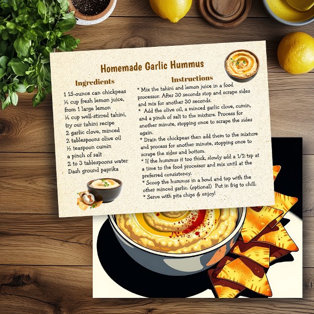 Homemade Garlic Hummus Recipe Card (Creator Uploaded)