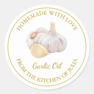 Homemade Garlic Oil Label White