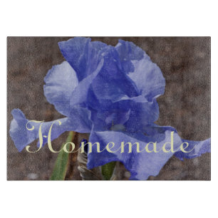 Homemade gifts glass cutting board Iris Flowers