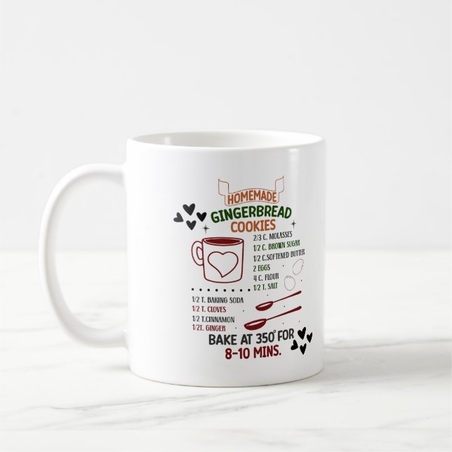 Homemade Gingerbread Cookie Recipe Christmas Gift Coffee Mug (Left)