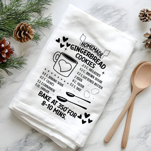 Homemade Gingerbread Cookie Recipe Christmas Gift Tea Towel