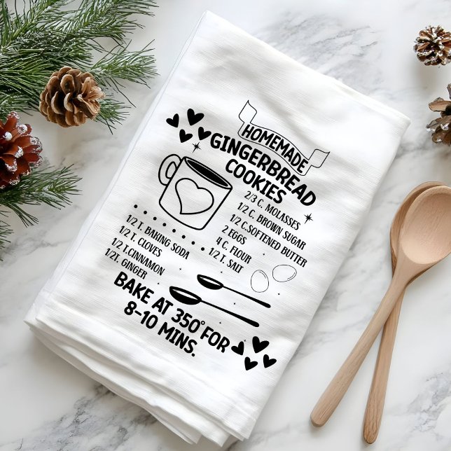 Homemade Gingerbread Cookie Recipe Christmas Gift Tea Towel (Creator Uploaded)