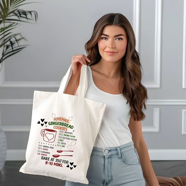 Homemade Gingerbread Cookie Recipe Christmas Gift Tote Bag (Creator Uploaded)