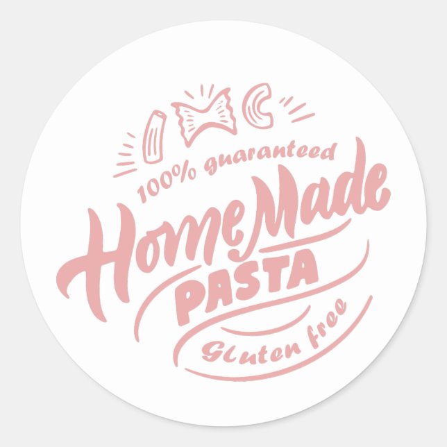 homemade gluten free pasta word art classic round sticker (Front)