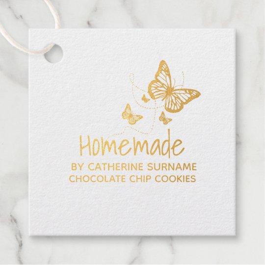 Homemade gold butterfly natural products elegant favour tags | Zazzle.com.au