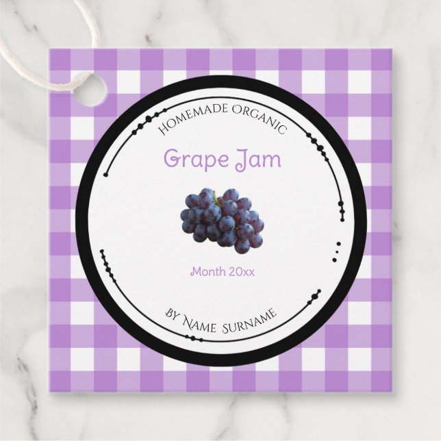 Homemade Grape Jam Label With Ingredients (Front)