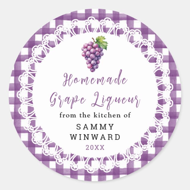 Homemade Grape Liqueur Bottle Label (Front)