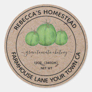 Homemade Green Tomato Chutney canning label