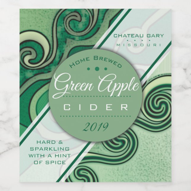 Homemade green wine cider personalised label (Single Label)