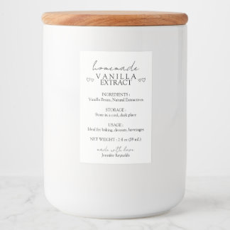 Homemade Handcrafted Vanilla Extract Instruction Food Label