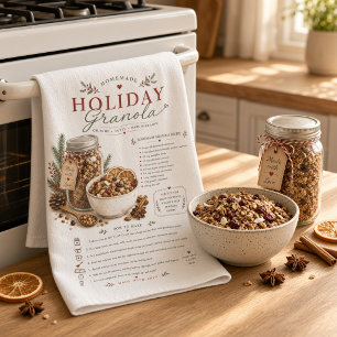 Homemade Holiday Granola Recipe Christmas Tea Towel