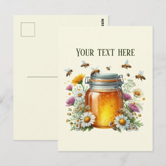Homemade honey bee add message business name  postcard (Front/Back)